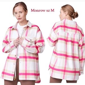 MWT Monrow Plaid Pink Flannel Jacket SZ M